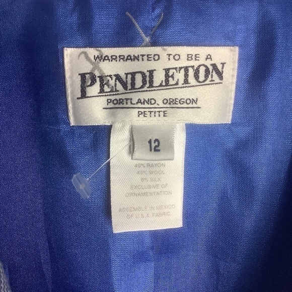 Pendleton Petite Women's Marled Wool Silk Blend Blue Career Blazer 12 NWOT - Picture 4 of 11